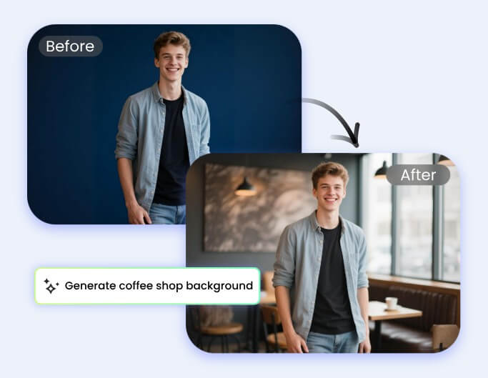 Générer un fond IA pour une photo d'un homme