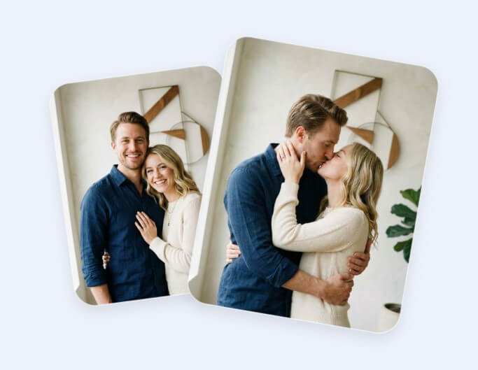 Generate ai couple photos in different poses using custom prompt words