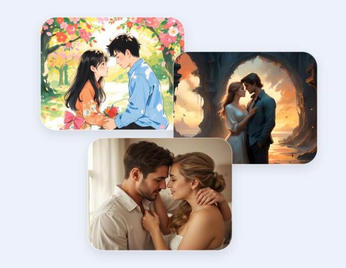 Generate ai couple photos in different styles using custom prompt words