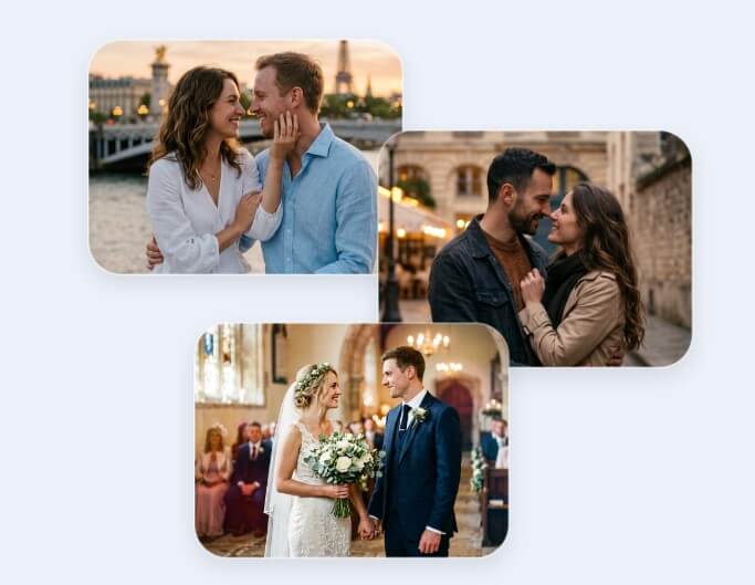 Generate ai couple photos with different moods using custom prompt words