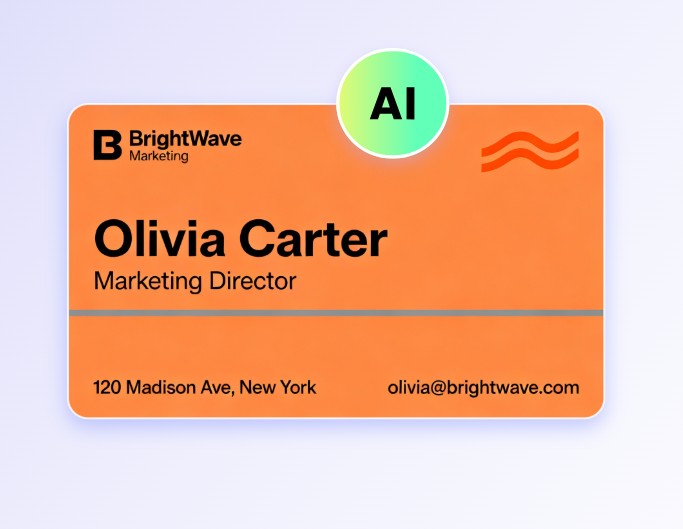 Generate an orange business card for a marketing director using ai