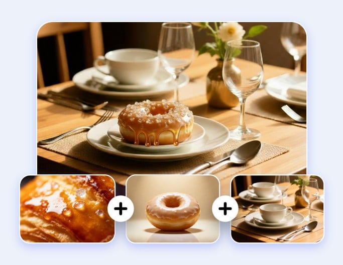 Genera materiales de marketing de productos con un donut glaseado