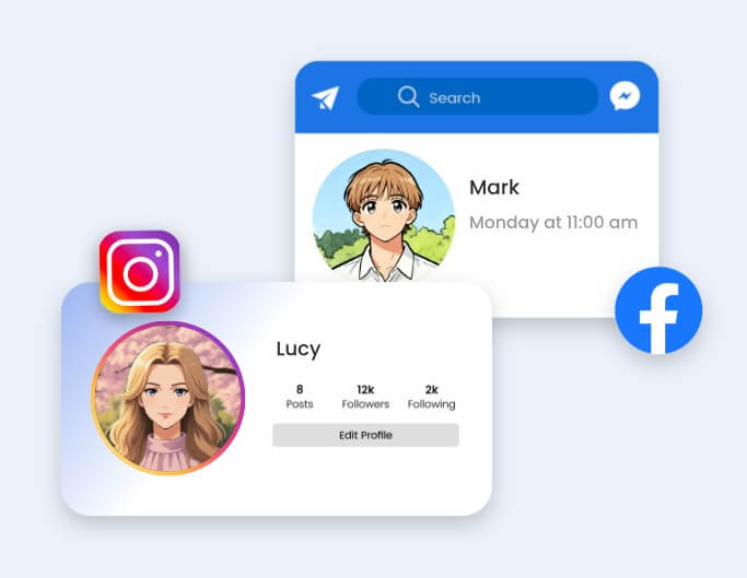 소셜 미디어용 다양한 애니메이션 아바타 생성하기