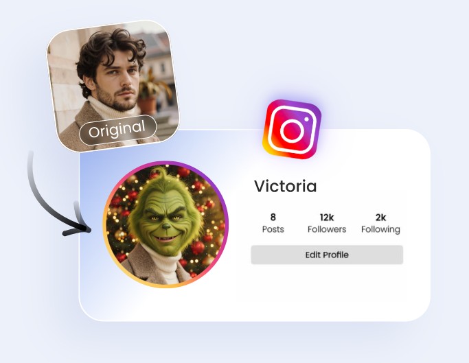 Grinch a male portrait and use this ai grinch visual as a social media pfp