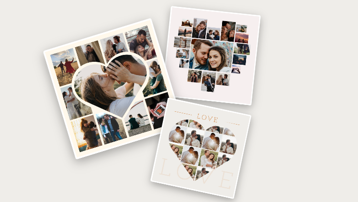 Heart shaped photo collage templates on fotor