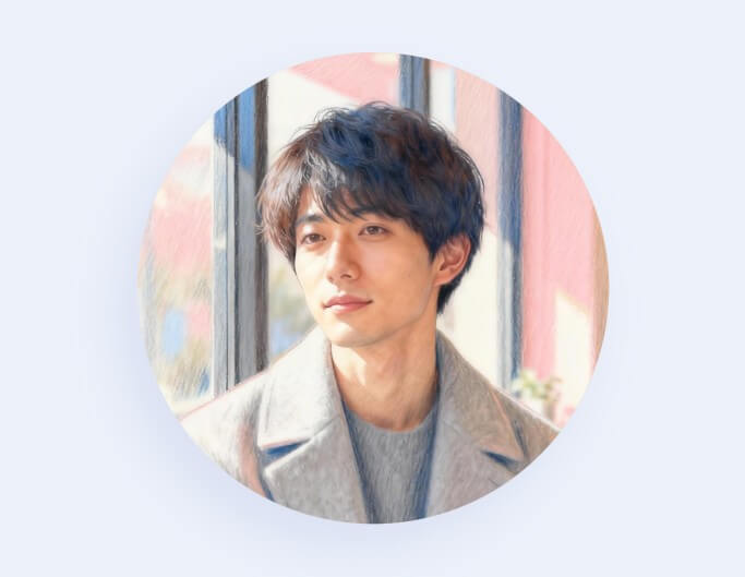 パステル調カフェ窓辺の男性 アイコンおしゃれ韓国