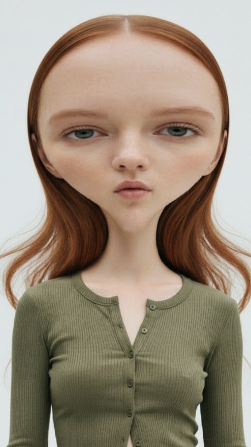 Inflated head balloon effect for a woman