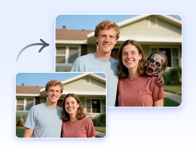 幽霊が映るアプリ女の子の後ろにゾンビを挿入