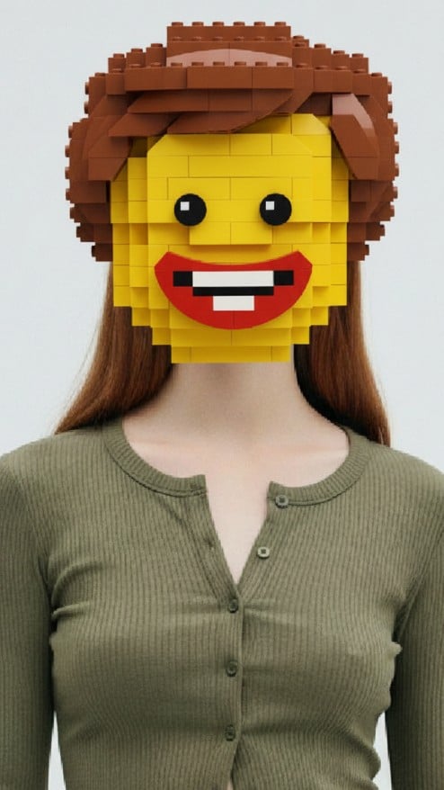 Lego block face effect for a woman