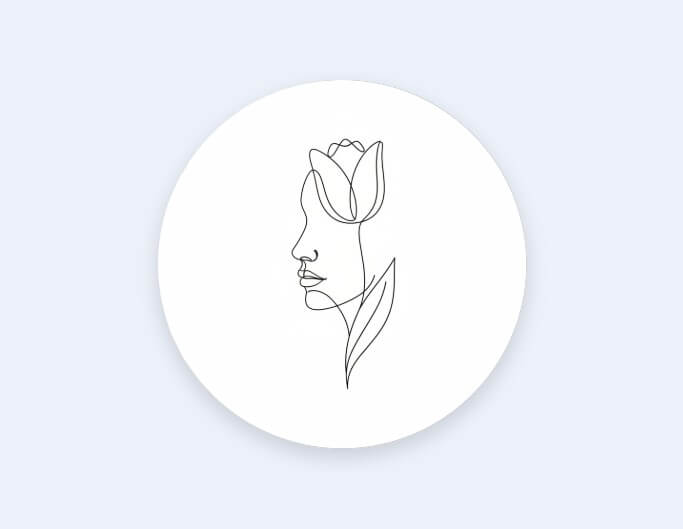 シンプルな一筆書きで描かれた花がおしゃれで大人っぽいLINEアイコン用の線画