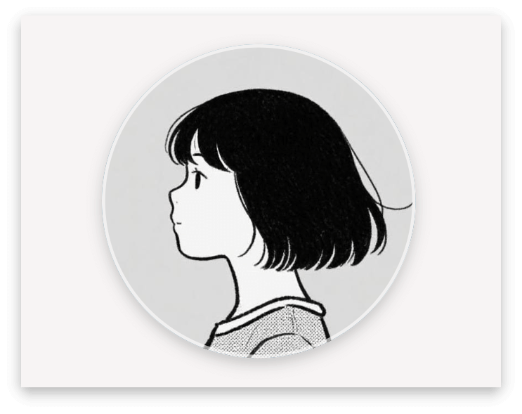 ミニマルな白黒ラインの女性横顔と広い余白のおしゃれな女子のlineアイコン