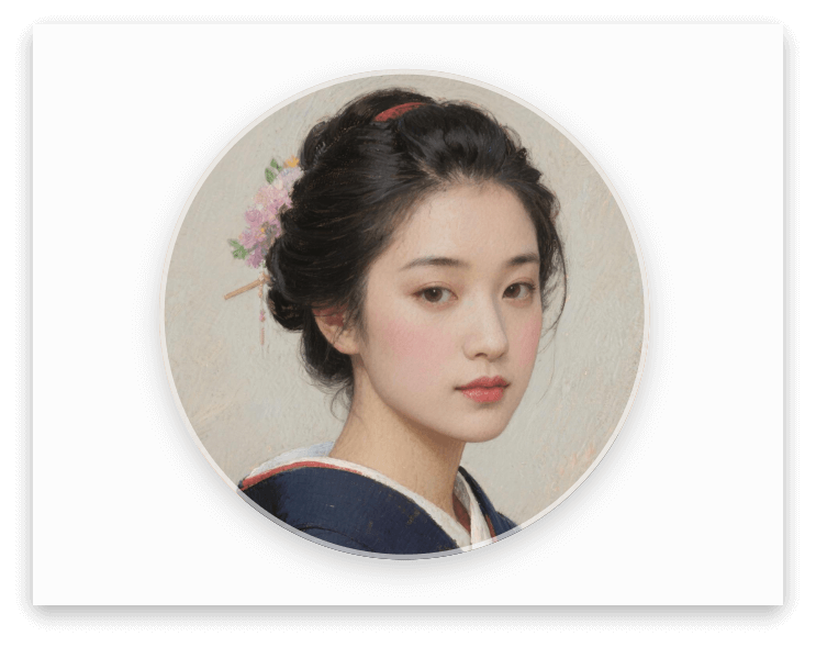 油絵の筆跡が感じられる博物館風肖像画のおしゃれな女子のlineアイコン