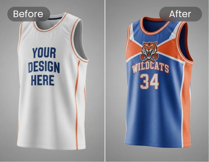 Make a basketball jersey mockup with fotor jersey mockup generator