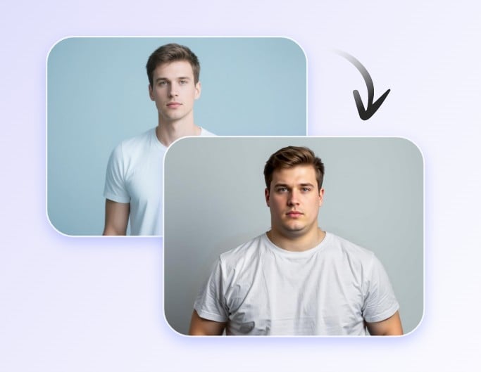 写真の男性を太らせる加工