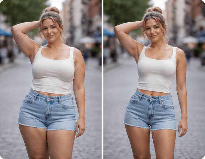 Make a lady in a photo slim with fotor skinny filter