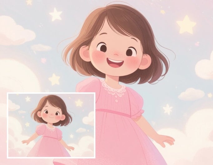 Make a little girl in an illustration talk