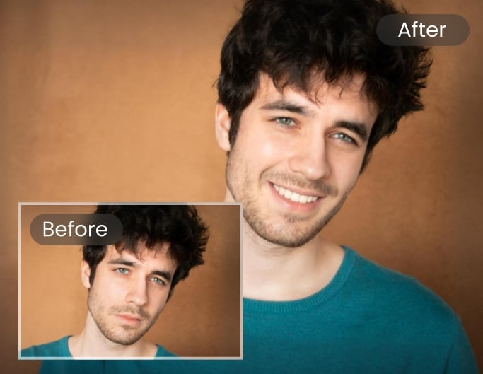 Make a male selfie smile with fotor ai