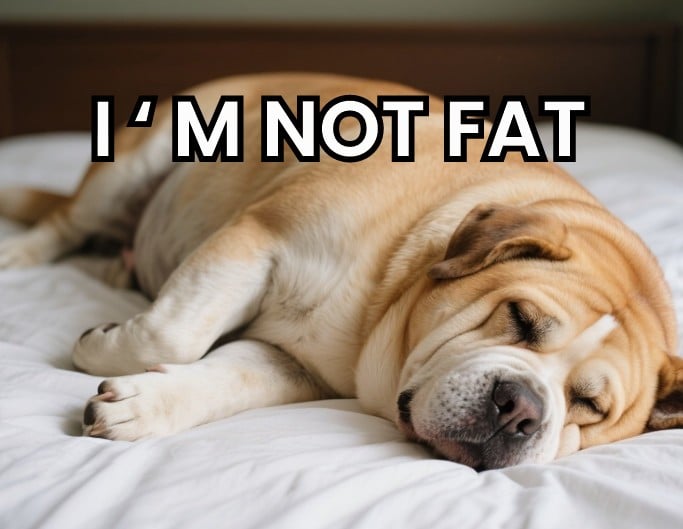 太らせた犬の写真でミームを作成