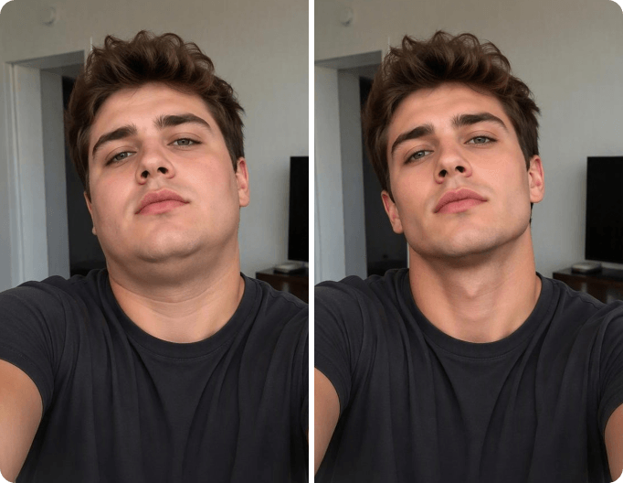 Make a selfie of a boy slim with fotor skinny filter