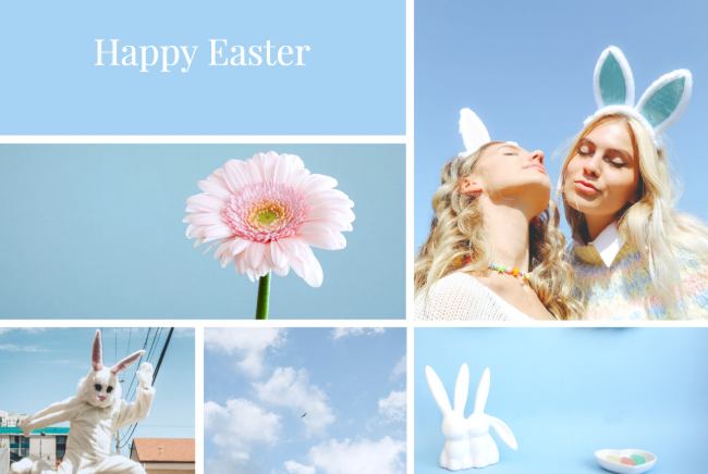 花や女の子などでフォトコラージュを作成