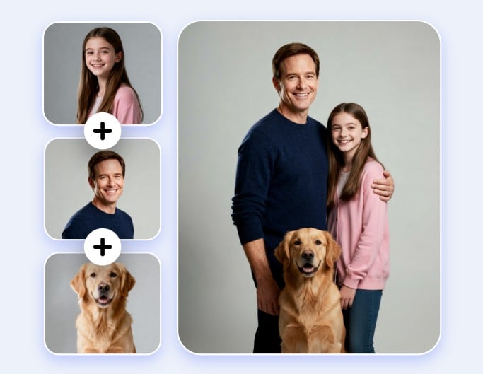 Fusiona varias fotos en una sola foto familiar