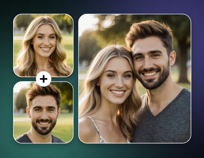 Merge two individual photos into a couple photo