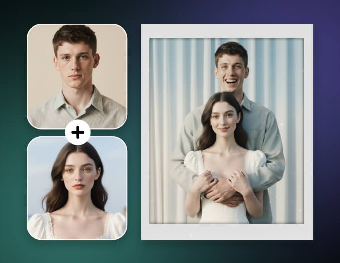 Merge two individual photos into a couple polaroid photo