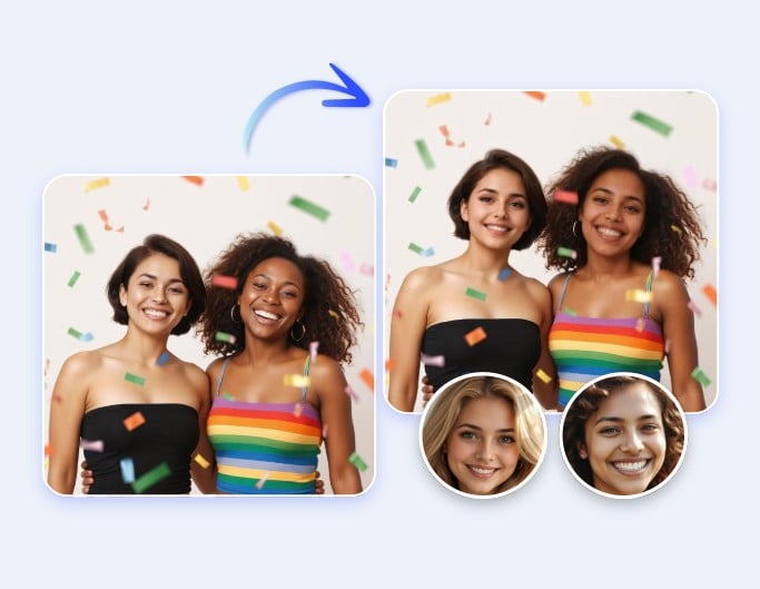 Morph a face from a best friends photo with other faces