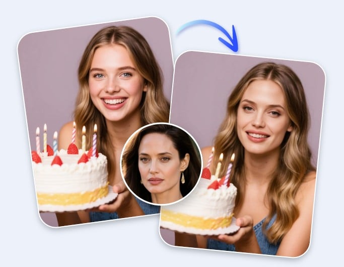 Morph the face of a birthday girl with the face of a famous celebrity