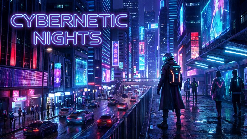 Neon and cyberpunk thumbnail style