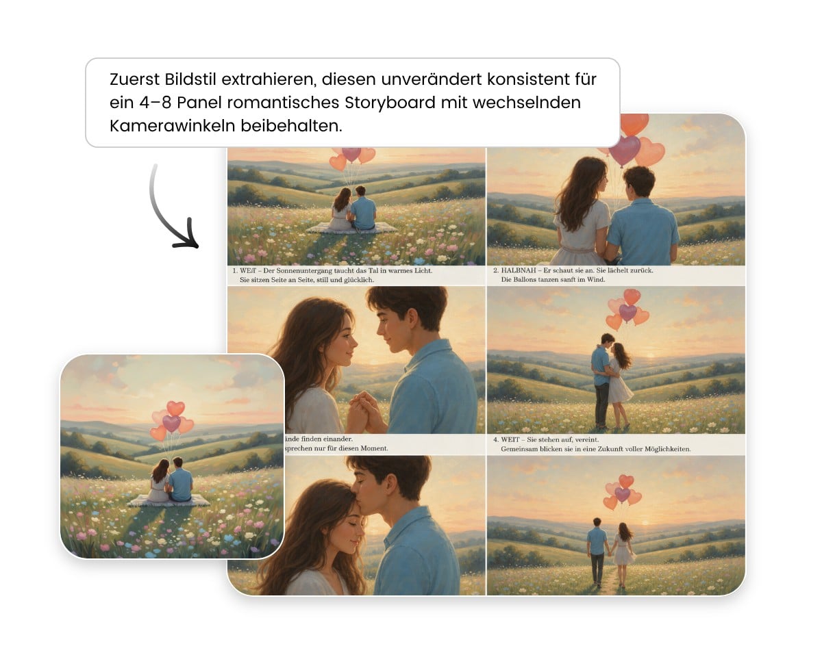 Nutze den vorgestellten prompt oder tippe deinen eigenen ein
