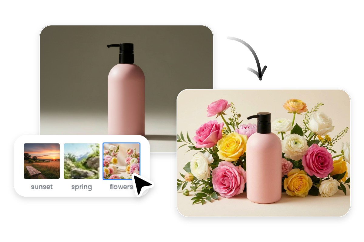 One click flower image background template in Fotor AI background creator