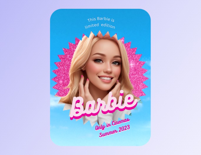 pink and blue Barbie movie poster template