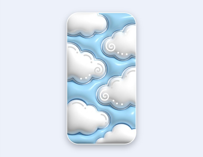 ぷっくり浮かんだ雲が可愛い3Dおしゃれなスマホケース