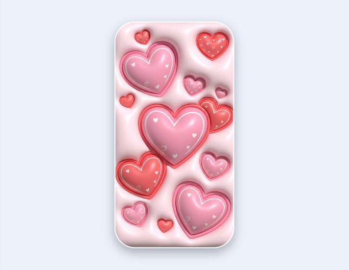 ハートの3Dデザインがぷっくりと可愛い韓国風スマホケース