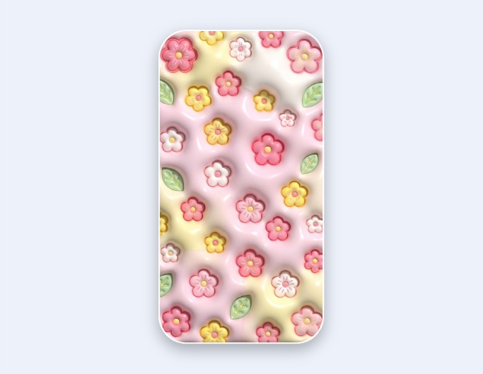 立体の小花がぷっくりとかわいい高画質なスマホケース