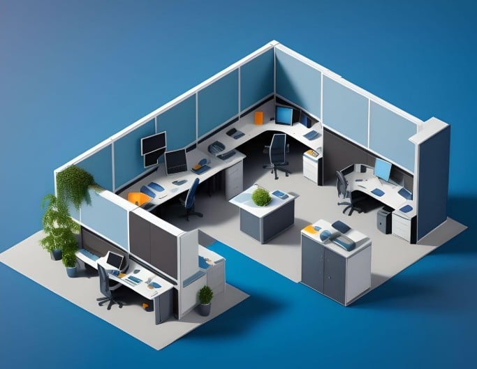 Quickly visualize an office layout in 3d cad
