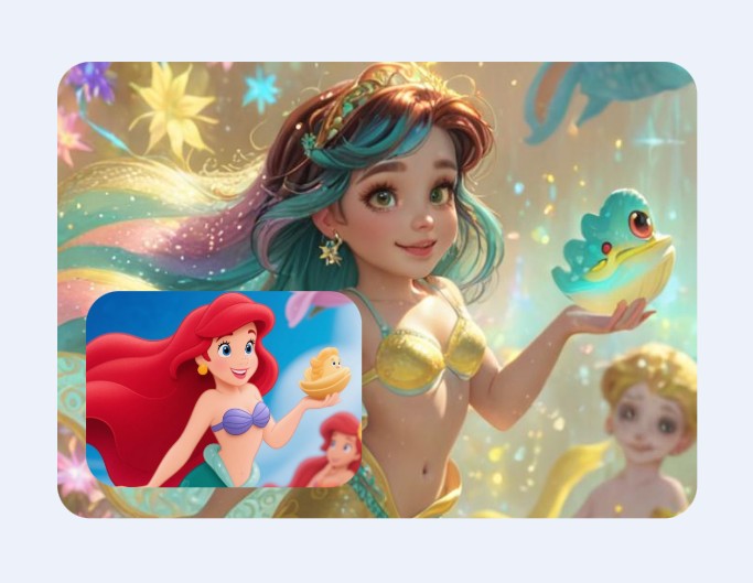 Relive classic characters by turning mermaid images into videos