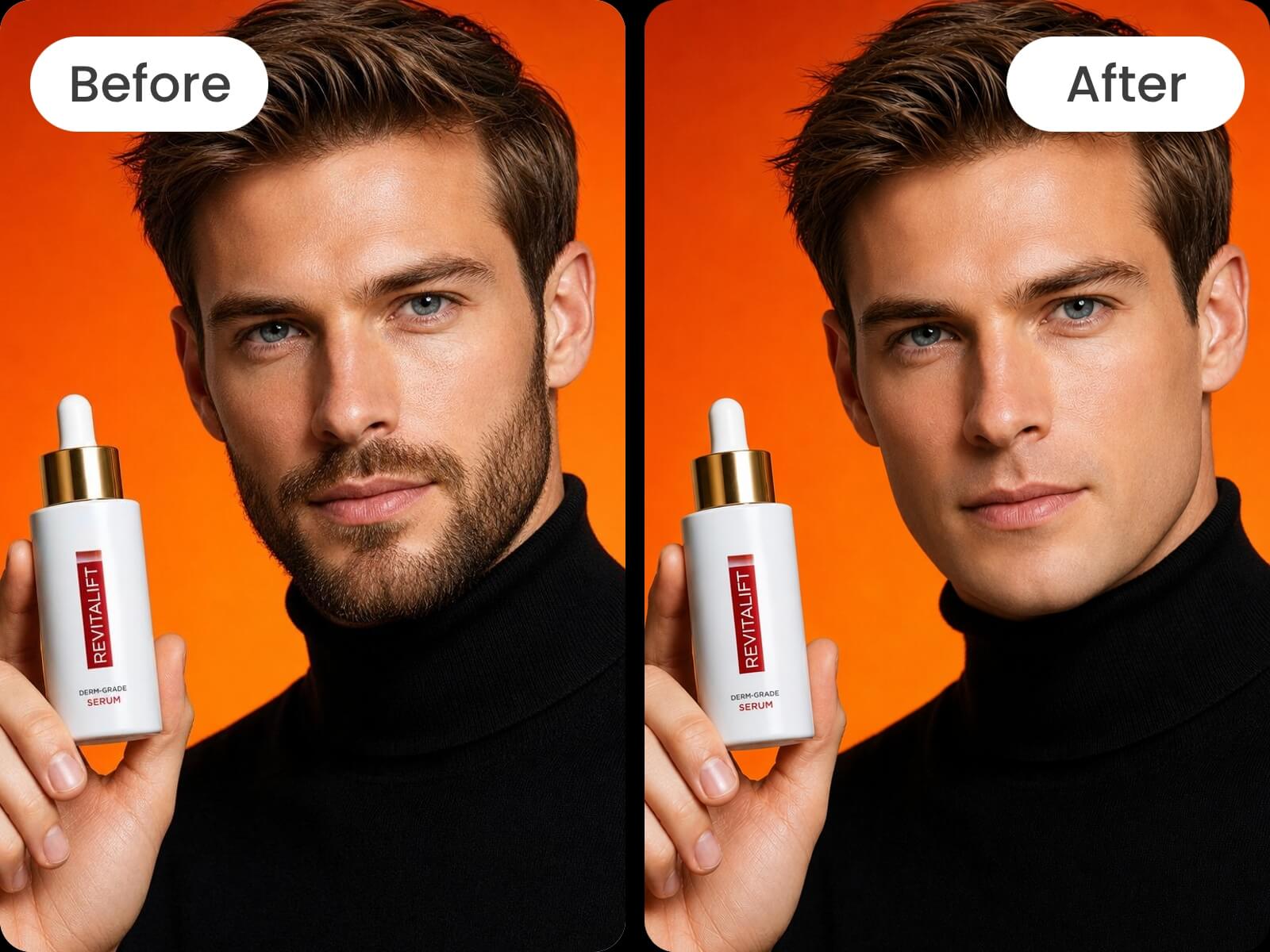 Remove beard from a mode in a product photo