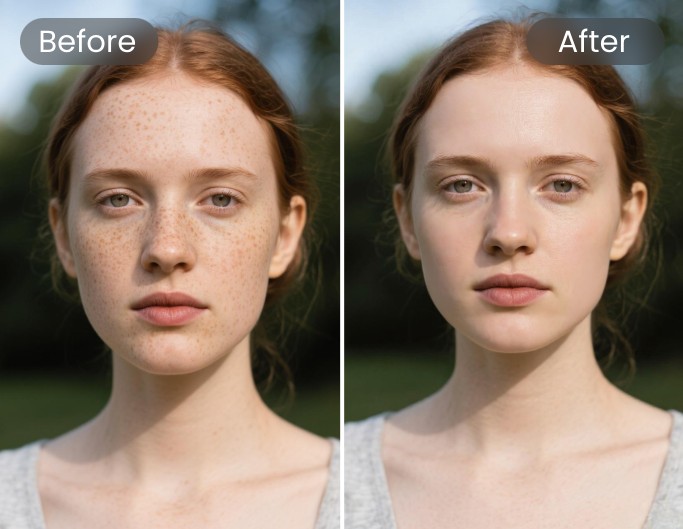 Supprimer les imperfections sur une photo d'une femme