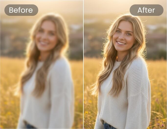 Remove blur from a photo of a woman
