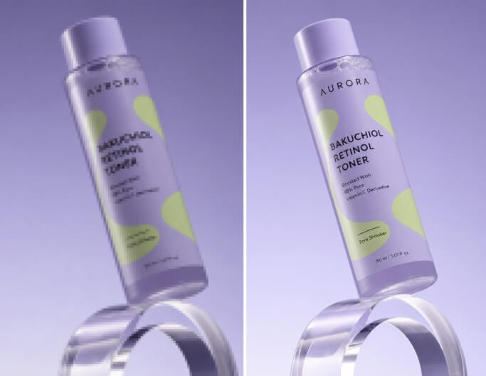 Remove blur from a skincare product image and enhance image quality