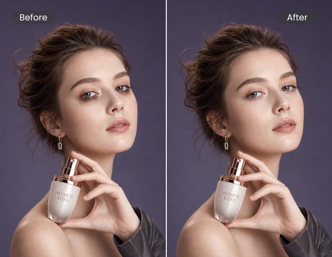 Remove dark circles from makeup model photo
