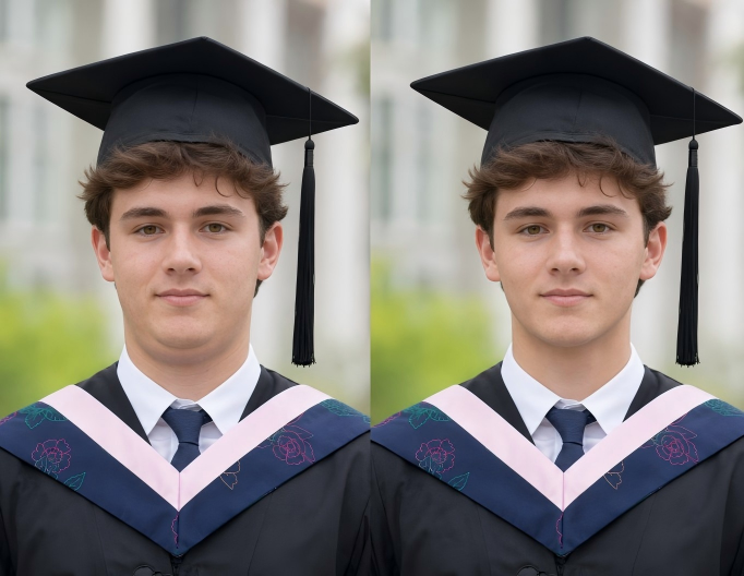 Remove double chin from a graduation photo