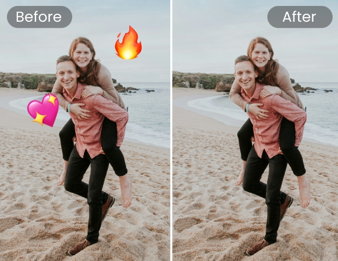 Remove emojis from a photo of two female besties