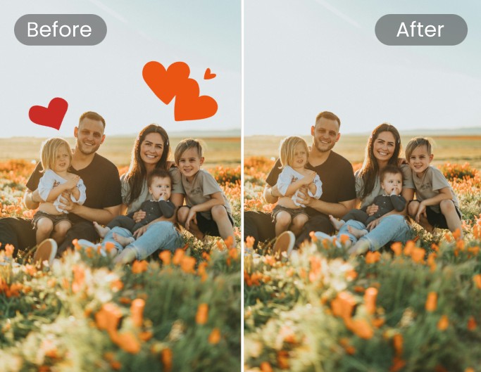 Remove emojis on your family photo to restore your original photo