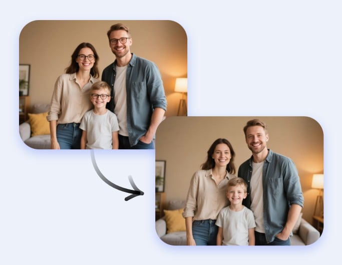 Enlever des lunettes sur une photo de portrait de famille