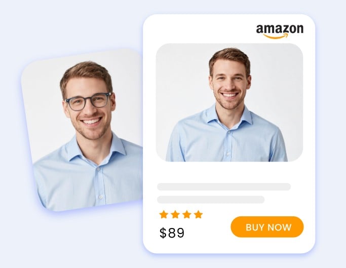 Supprimer des lunettes sur une photo pour un homme et l'utiliser pour une fiche produit Amazon