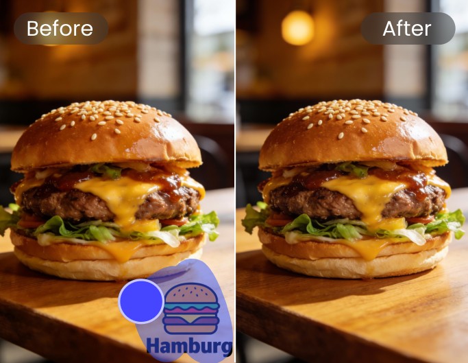 Remove logo from a burger photo