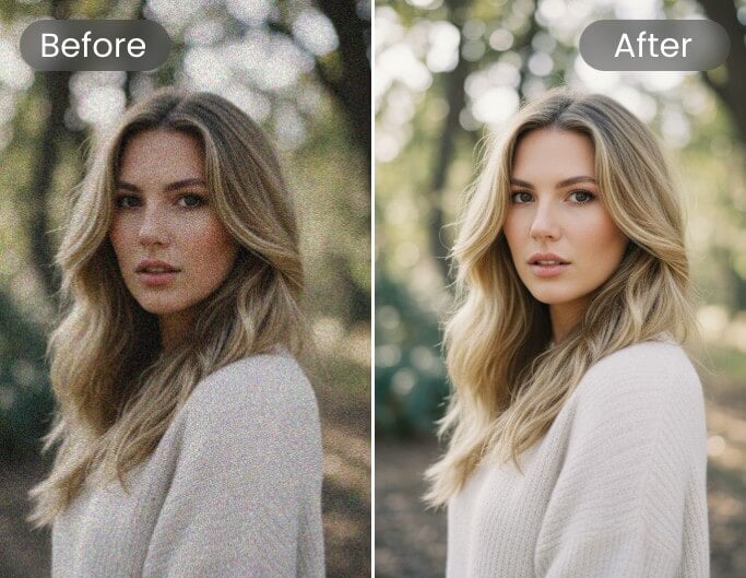 Remove noise from a photo of a woman
